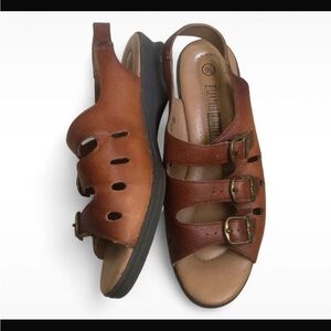 Vintage The Leather Collection Strappy Brown Leather Comfort Sandals 9.5